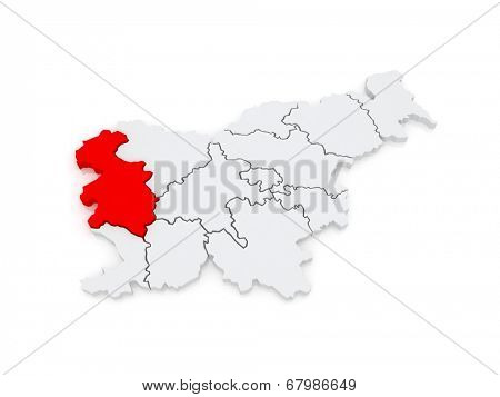 Map of Goritskii region. Slovenia. 3d