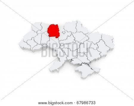 Map of Zhytomyr region. Ukraine. 3d