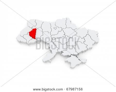 Map of Ternopil region. Ukraine. 3d