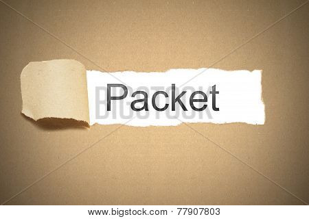 Brown Packaging Paper Torn To Reveal Packet