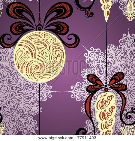 Vector Seamless Ornate Winter Pattern