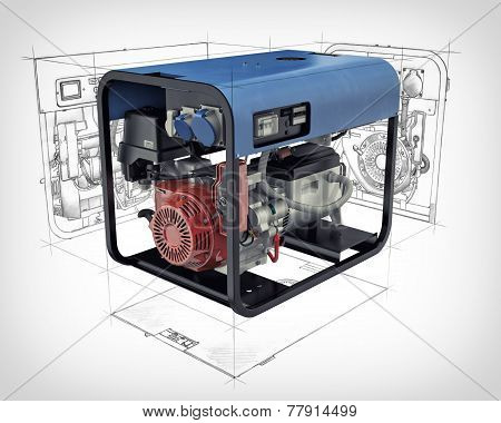 Portable Generator Isolated On A White Background