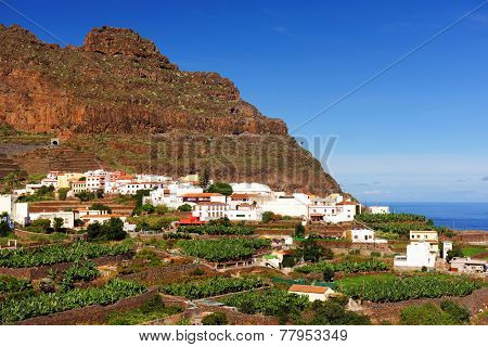 Agulo and El Teide Volcano, La Gomera, Spain, Europe