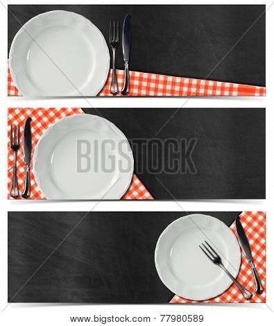 Set Of Kitchen Banners With Blackboard