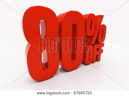 80 percent off. Discount 80. 3D illustration