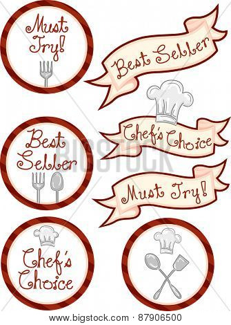 Illustration of Ready to Print Labels Featuring Different Menu Items