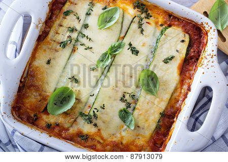 Healthy zucchini lasagna bolognese