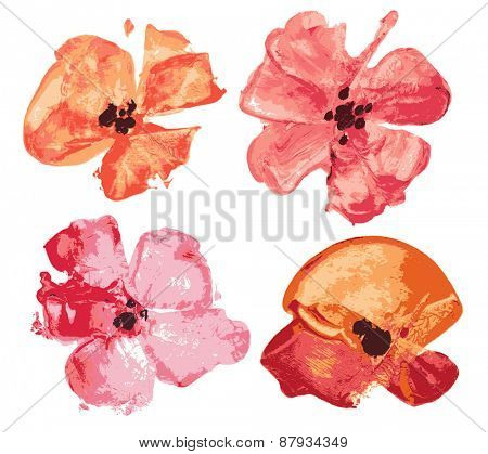 Watercolor flowers set, design elements