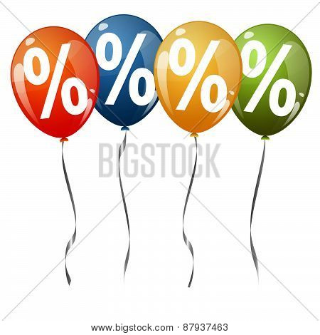 Colored Balloons With Percentage Signs