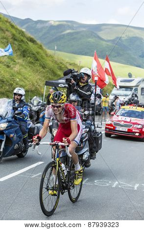 The Cyclist Rein Taaramae On Col De Peyresourde - Tour De France 2014