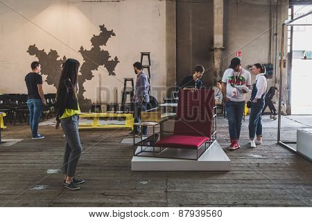 People Visiting Fuorisalone 2015 At Ventura Lambrate Space In Milan, Italy