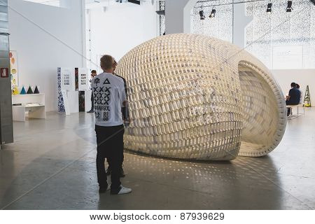 People Visiting Fuorisalone 2015 At Ventura Lambrate Space In Milan, Italy