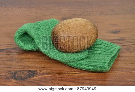 Darning Egg With Hand-knitted Sock