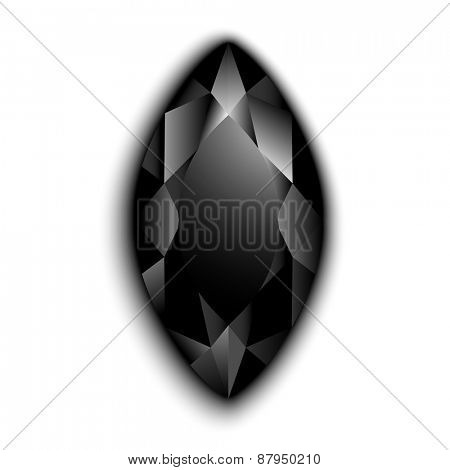Black marquise cut gemstone  - eps10 vector