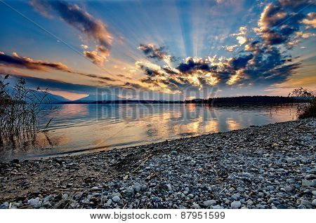 Sunset At Lake Chiemsee In Germany