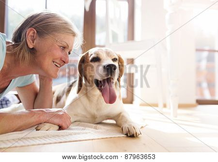 Senior woman and dog