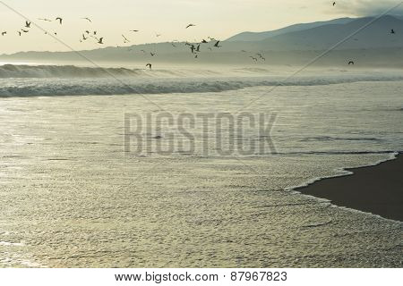 Sunset On The Pacific Coast Of Peru.