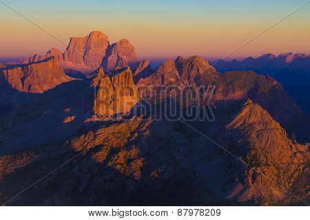 Dolomiti Sunset From Lagazuoi