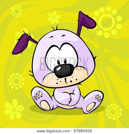 Cute Pupy Sitting On Funny Abstract Background