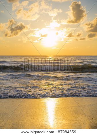 Sea sunrise in Chaweng beach Koh Samui island, Thailand.