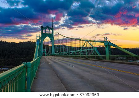 St. John's Bridge In Portland Oregon, Usa
