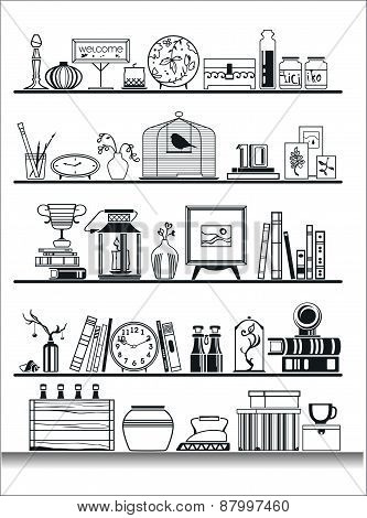 Wall Shelves Silhouette. Vector Illustration