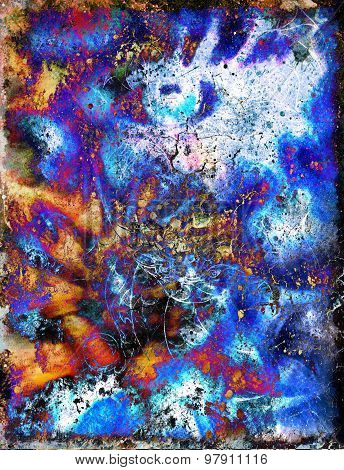 women eye. painting collage and  Abstract  sea shell.