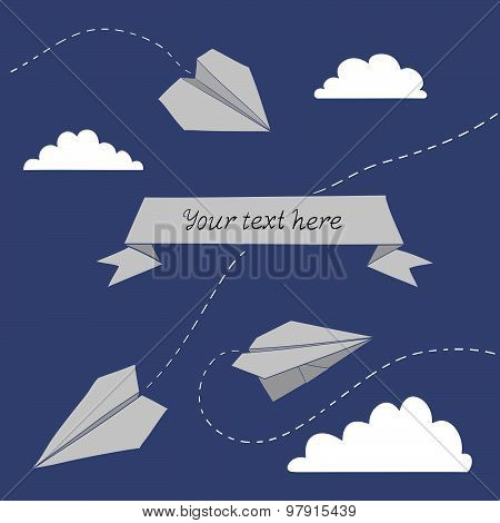 Vector Illustration With Paper Plane