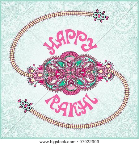 Happy Rakhi greeting card for indian holiday Raksha Bandhan