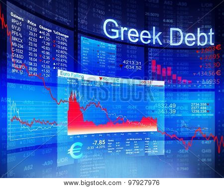 Greek Debt Crisis Economic Stock Market Banking Concept
