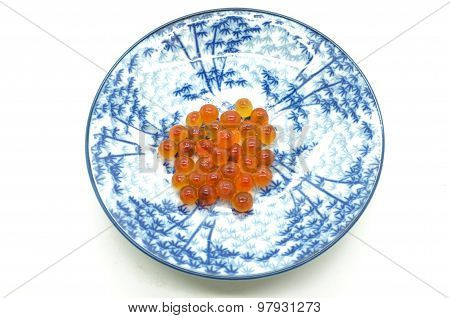 Red caviar, salmon roe on dish