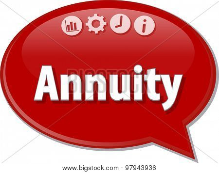 Speech bubble dialog illustration of business term saying Annuity