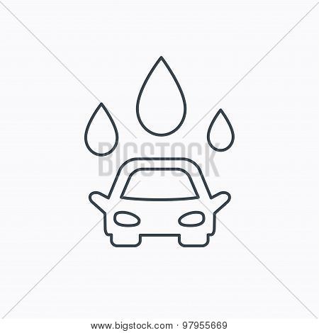 Car wash icon. Cleaning station with water drops
