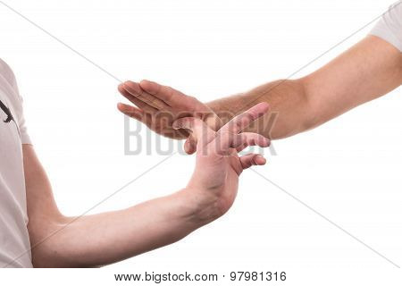Blocking arms.
