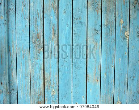 Old Wooden Planks With A Shabby Blue Paint