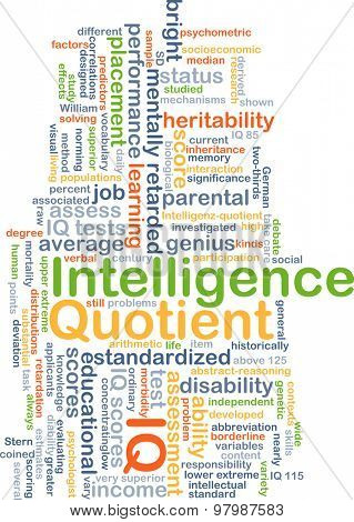 Background concept wordcloud illustration of intelligence quotient IQ