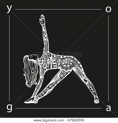 Vector yoga illustration in zentangle style.