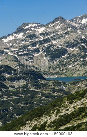 Amazing view of Sivrya peak in Banski lakes, Pirin Mountain, Bulgaria