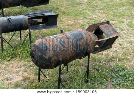 KRUMOVO, PLOVDIV, BULGARIA - 29 APRIL 2017: Aviation bomb in Aviation Museum near Plovdiv Airport, Bulgaria