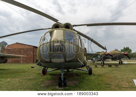 KRUMOVO, PLOVDIV, BULGARIA - 29 APRIL 2017:  Helicopter Mil Mi-8 in Aviation Museum near Plovdiv Airport, Bulgaria