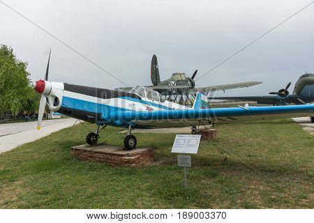 KRUMOVO, PLOVDIV, BULGARIA - 29 APRIL 2017: Plane Z-326A in Aviation Museum near Plovdiv Airport, Bulgaria