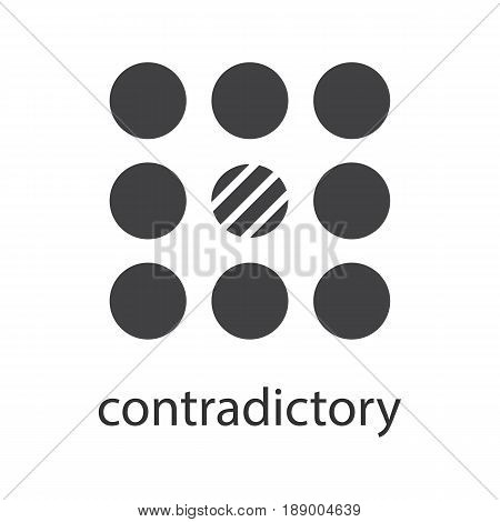 Contradictory glyph icon. Silhouette symbol. Abstract metaphor. Negative space. Vector isolated illustration