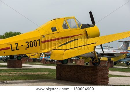 KRUMOVO, PLOVDIV, BULGARIA - 29 APRIL 2017: Plane LZ 3007 inAviation Museum near Plovdiv Airport, Bulgaria