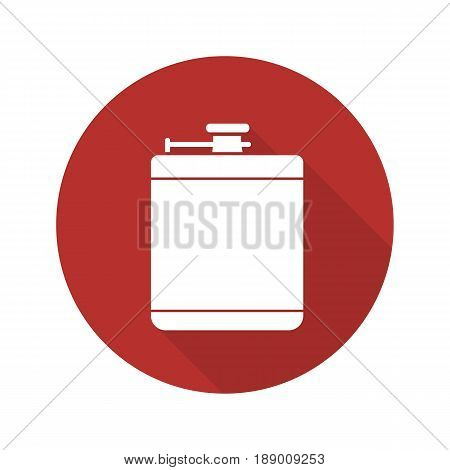 Hip flask flat design long shadow icon. Alcohol flask. Vector silhouette symbol