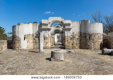 Ruins of Round (Golden) Church  of St. John, Preslav near The Second capital city of the First  Bulgarian Empire  Great Preslav, Bulgaria