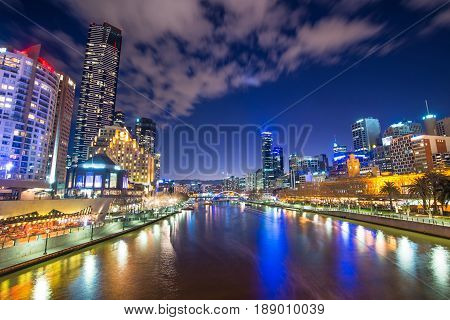 Melbourne city the world's most liveable city of Australia at dusk.