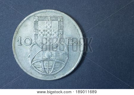 Ten Escudos 1955 Portugal Tail Coin, Vintage Antique Old, Difficult And Rare To Find.