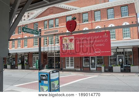 ROANOKE VIRGINIA-MAY 30: View of downtown Roanoke Virginia
