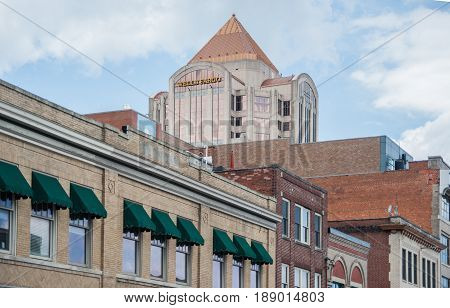 ROANOKE VIRGINIA-MAY 30: View of downtown Roanoke Virginia
