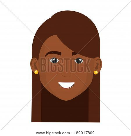 black beautiful and young woman head character vector illustration design